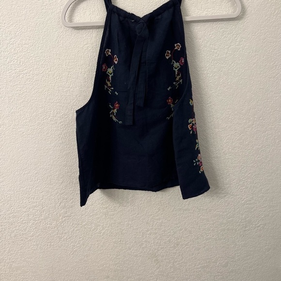 Free People Navy Floral Embroidered Top - Picture 7 of 7